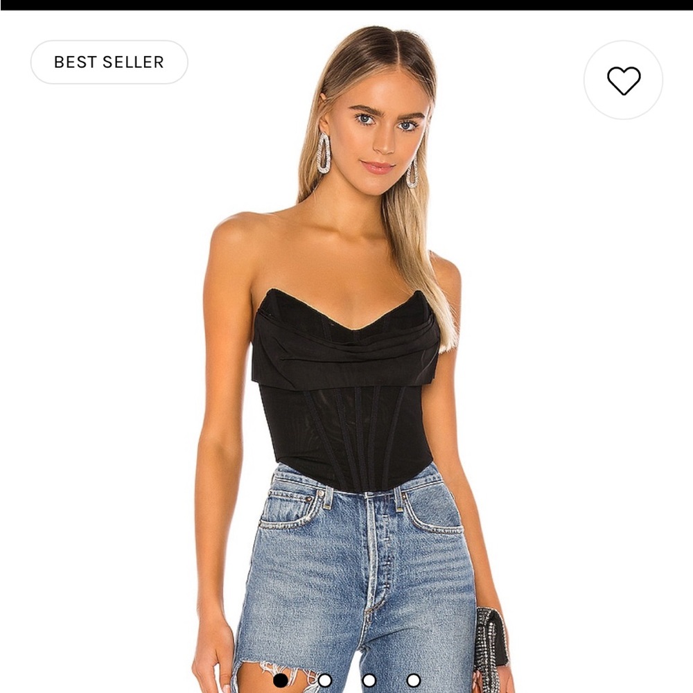 Revolve NBD Hailee Mesh Corset Bustier Crop Top in Black